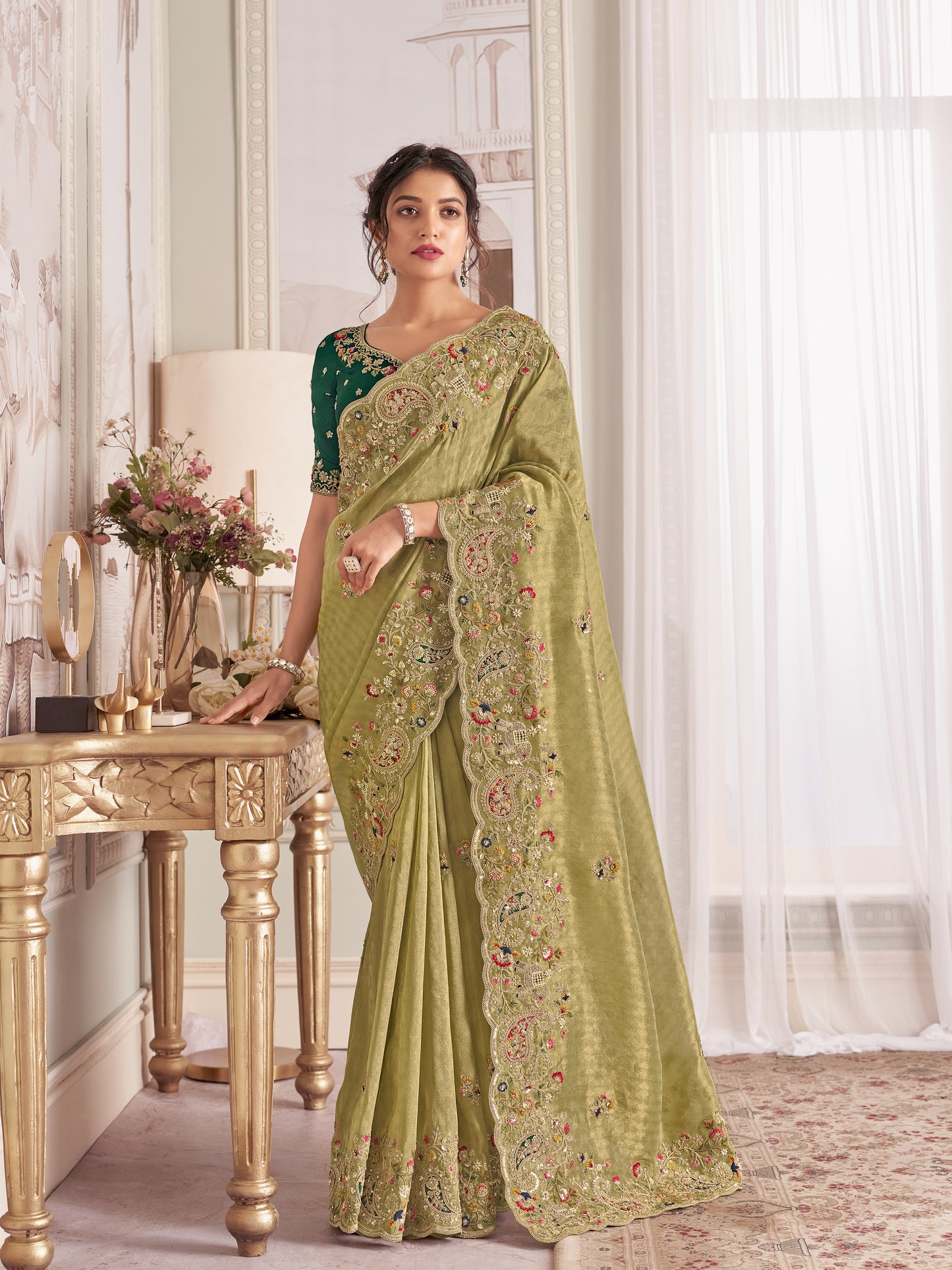 IMPERIAL YELLOW SILK DELICATE SAREE