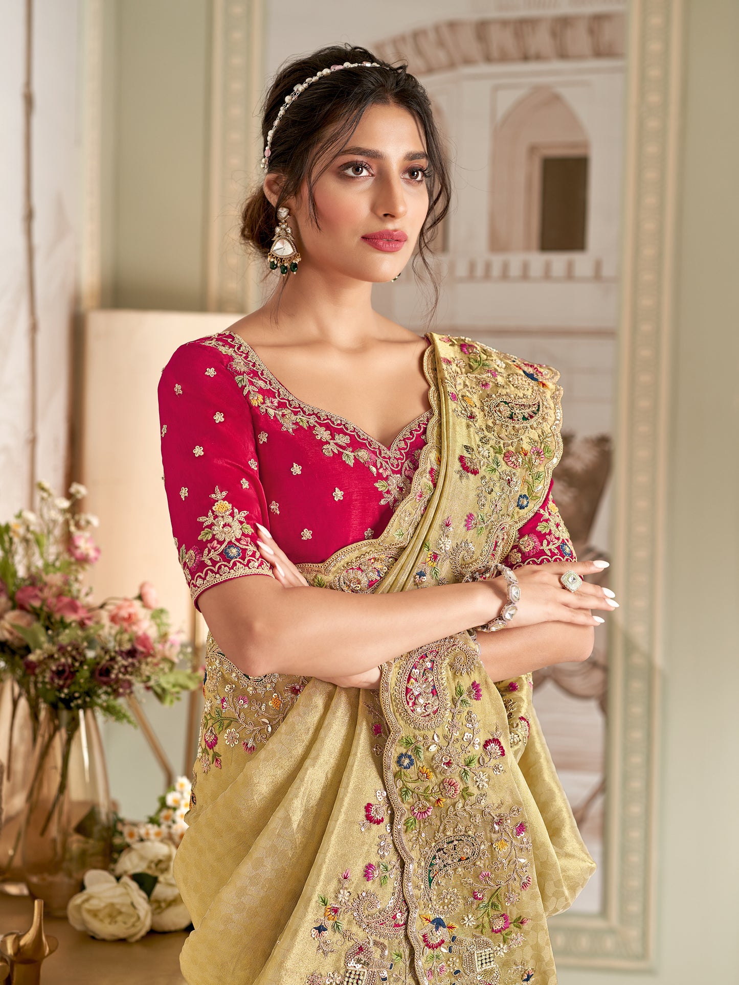 IMPERIAL YELLOW SILK DELICATE SAREE