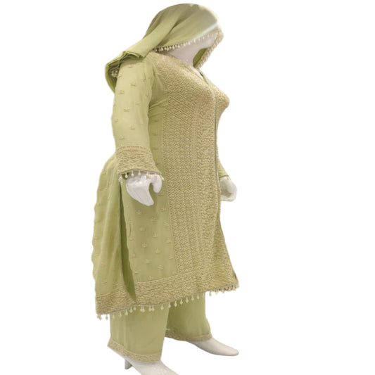 Pista Green Pulse Work Sherwani Suit