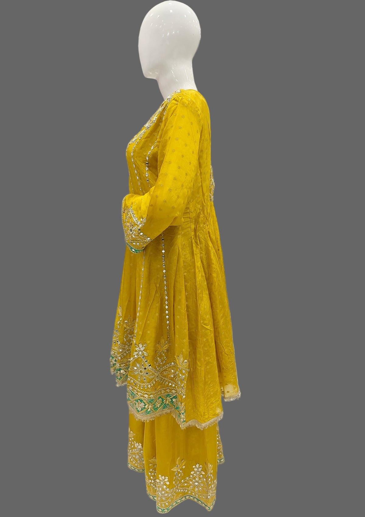 MUSTARD GOTA PEPLUM PLAZO