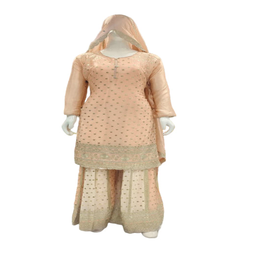 AWESOME PEACH PITA ZARI PLAZO