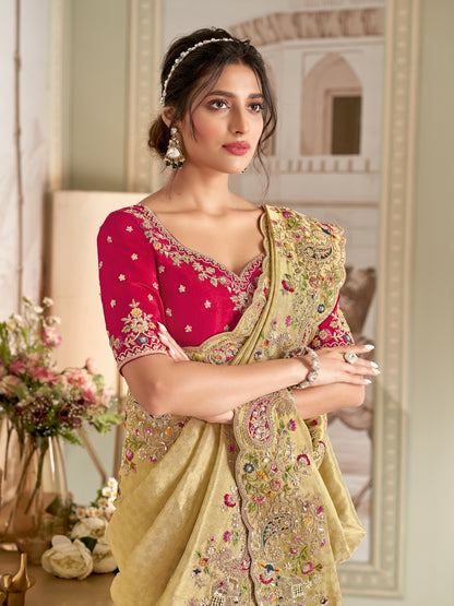 IMPERIAL YELLOW SILK DELICATE SAREE