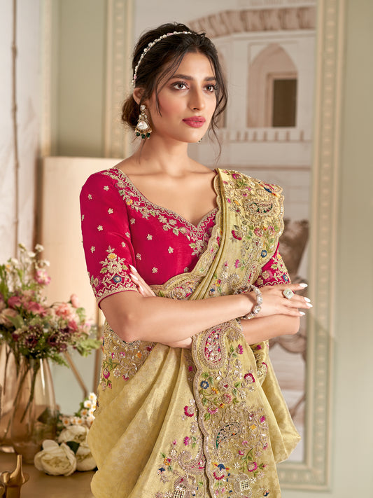 IMPERIAL YELLOW SILK DELICATE SAREE