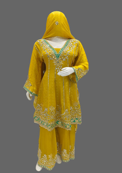 MUSTARD GOTA PEPLUM PLAZO