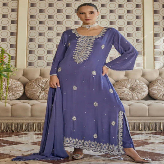 PURPLE LONG PAKISTANI HAND WORK